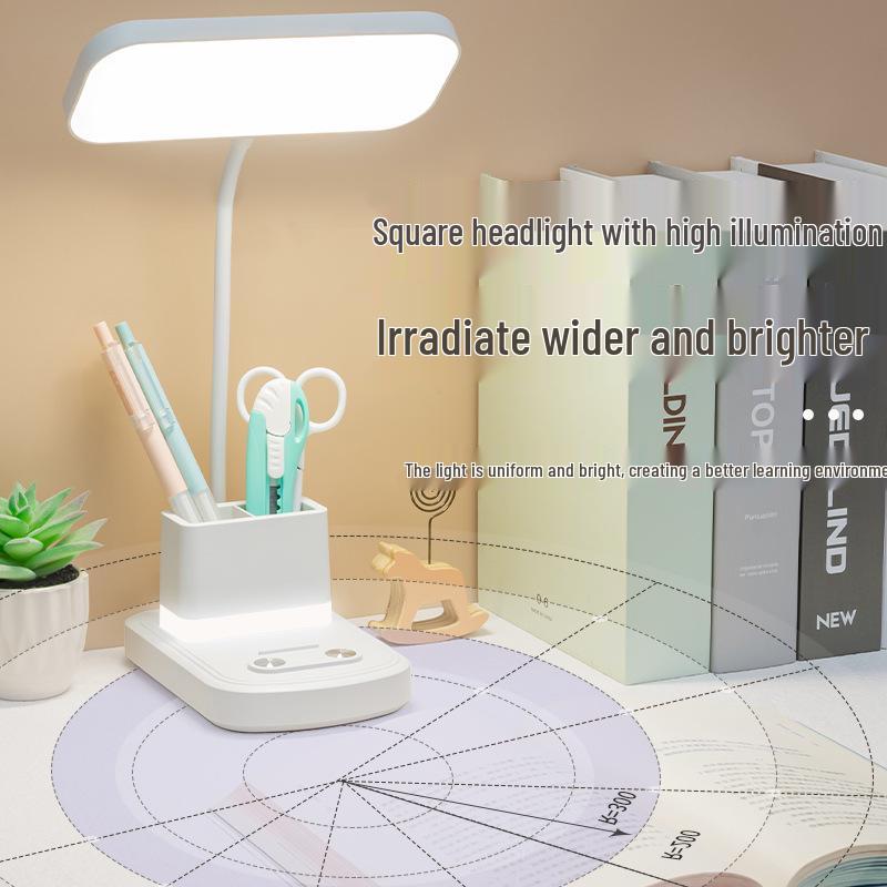 Multifunctional Desk Lamp with Night Light, Eye-Caring Student Bedside Lamp for Dorms