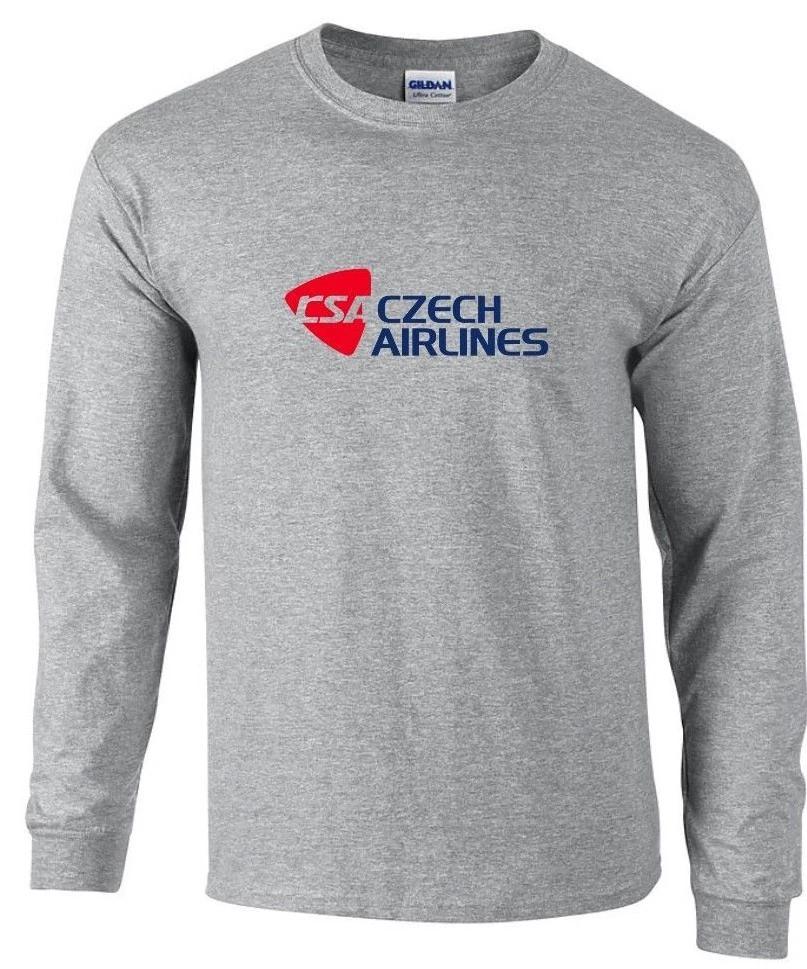 Czech Airlines Red Blue Logo Czechoslovakian Air Sport Gray Long Sleeve T-Shirt S