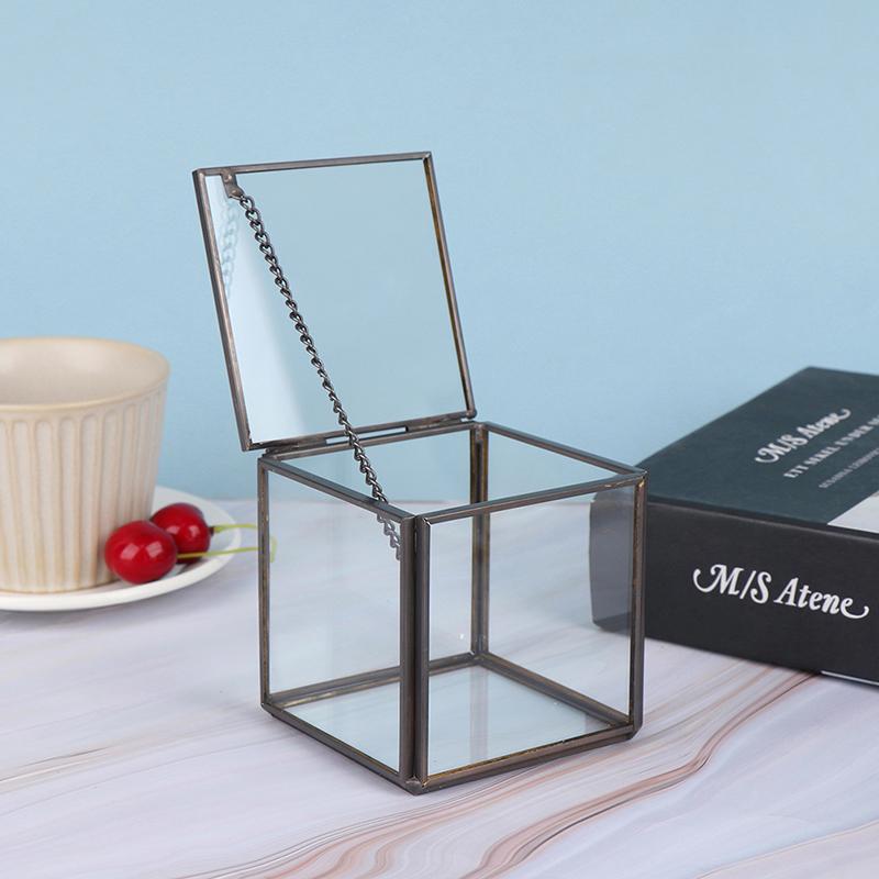 1 Stück Hochzeits Eheringbox Aufbewahrungsbox Glas Terrarium Schmuckschatulle Grün Glas Ringhalter Sukkulente Ringbox Hochzeit Glas