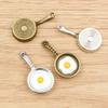6pcs Charms Pendant 32x17mm Funny Egg Omelette Pan DIY Jewelry Making Accessories for Necklace Keychains Findings