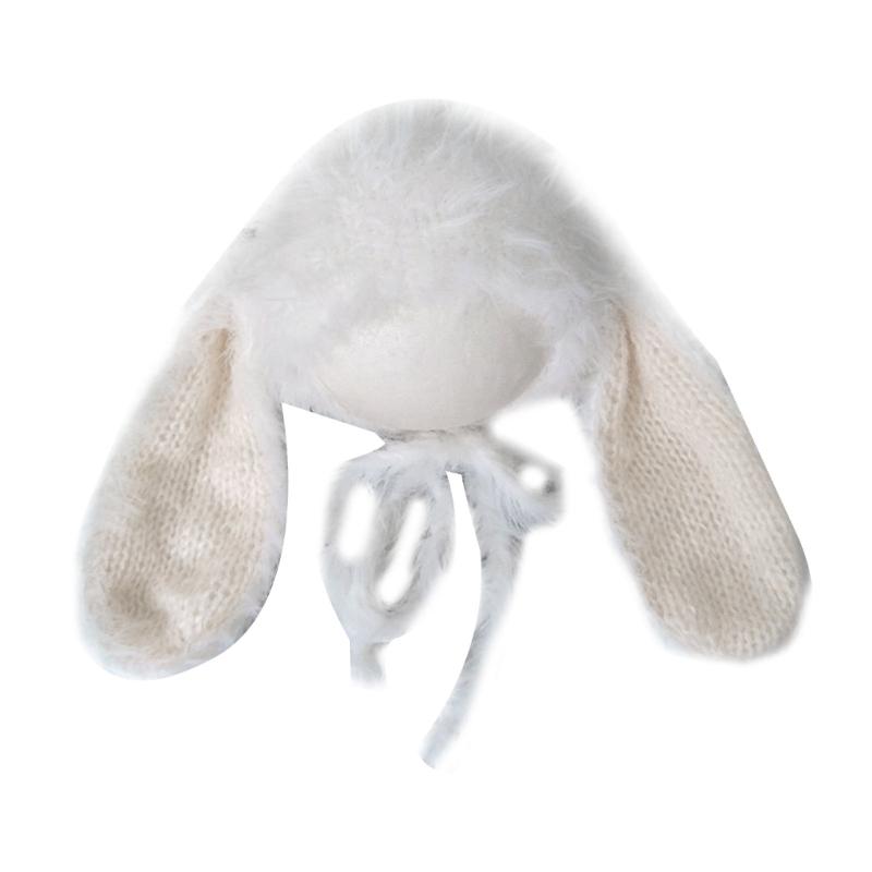 

Капелюх-костюм з вушками зайчика Реквізит для фотозйомки Шапка-біні для фотосесії немовлят Мила шапка Приємна для шкіри для носіння на голові для новонароджених 0-12 білий