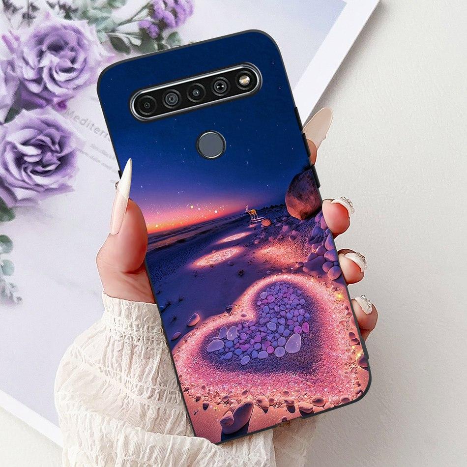 For LG K41S K51S 2020 Elegant Floral Cat Printed Phone Case For LG K41S K51S LM-K410 LM-K510 Black Silicone Soft Cases