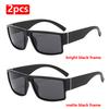 Polarized 2pcs Sets Fashion Square Brand Sunglasses Men Women Classical Black Driving Fishing Sun Glasses UV400 Eyewear