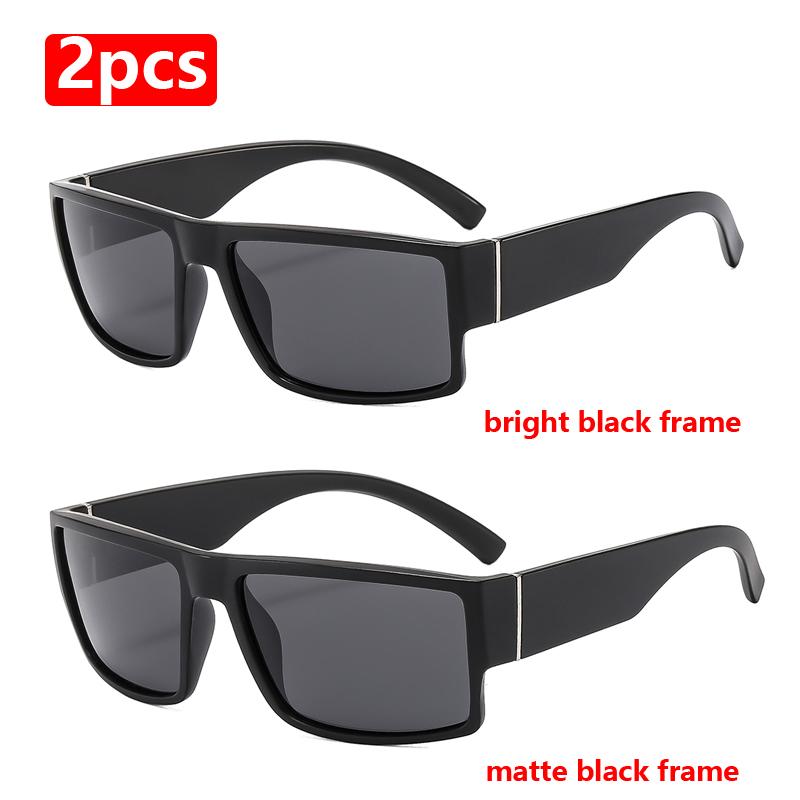 Polarized 2pcs Sets Fashion Square Brand Sunglasses Men Women Classical Black Driving Fishing Sun Glasses UV400 Eyewear