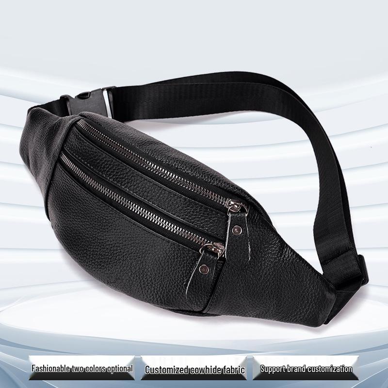 Men's Genuine Leather Waist & Chest Bag - Multifunctional Crossbody & Phone Holder, Work & Sports Wear-Resistant Pack