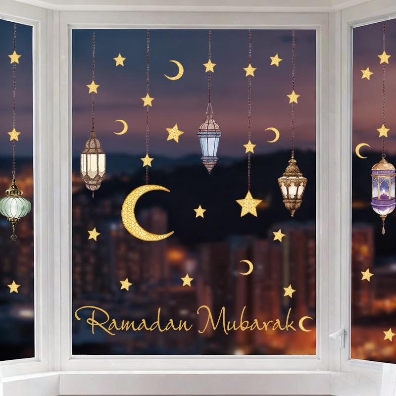 Eid Window Stickers Ramadan Decoration Eid Mubarak Decor For Home Wall Stickers Ramadan Kareem Islam Muslim Party Supplies