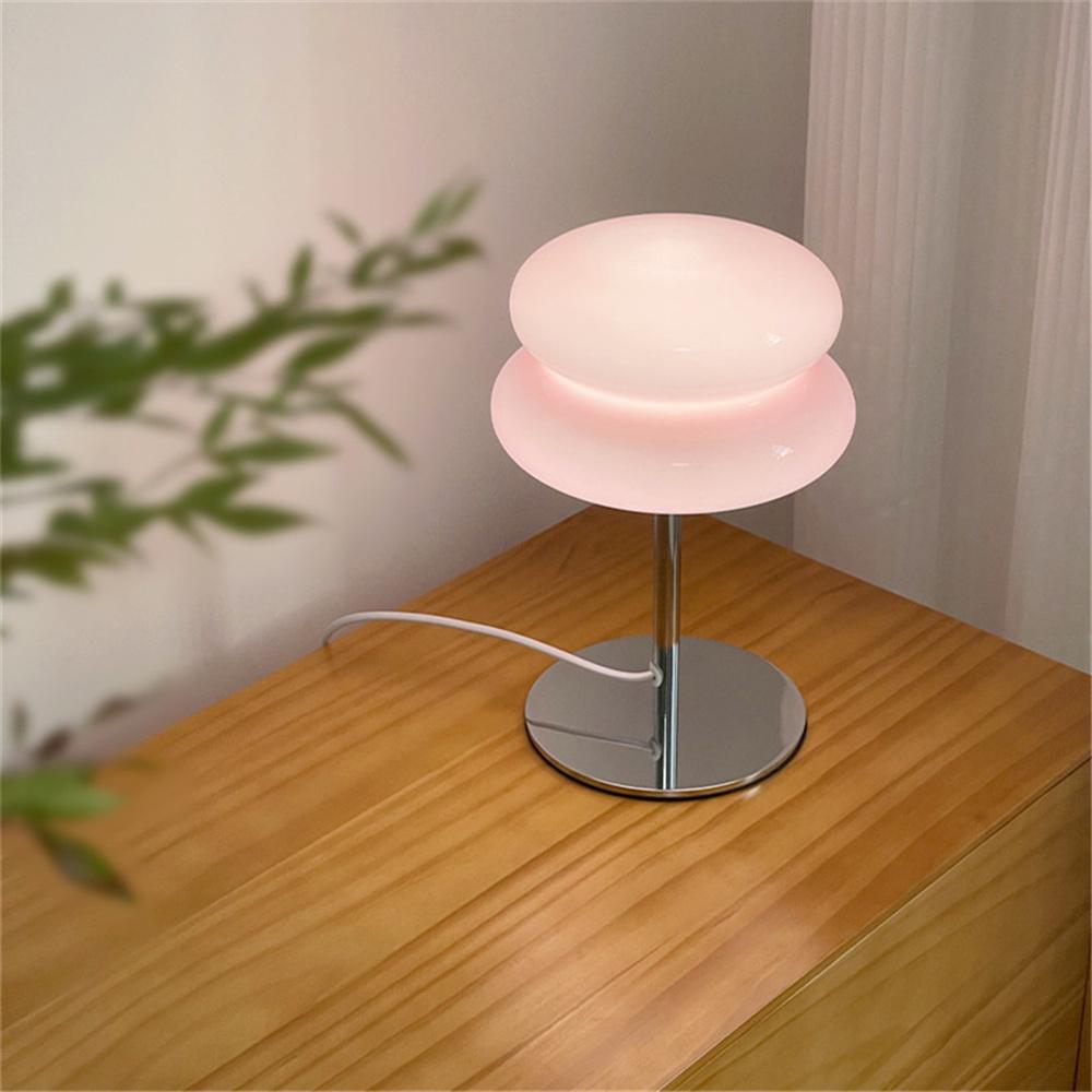 Vintage Table Lamp for Bedroom Mid Century Dimmable Night Light Aesthetic Egg Tart Desk Lamp Ambient Lighting for Living Room
