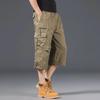 Shorts Casuais de Verão Masculinos de Corte Solto com Vários Bolsos e Comprimento Médio