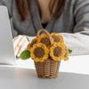 Crochet  Flower Cute Finished Woven Sunflowers Potted Hand-knitted Sunflowers Table Home Decor Wedding Ornament Friends Gift