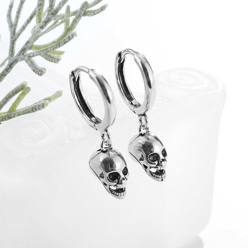 Orecchini Teschio Placcati Argento Orecchini Gotici Testa di Fantasma Ipoallergenici per Uomo e Donna Gioielli di Halloween Punk Rock di Tendenza