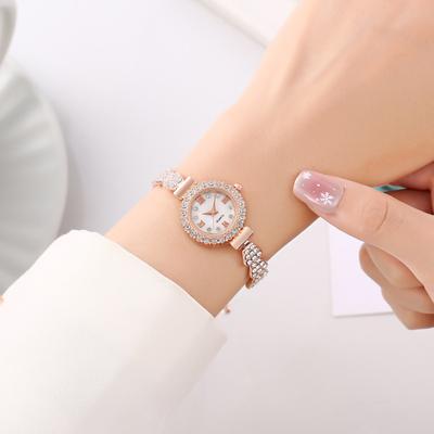 Lüks Kadın Parlak Bilezik Saatler Gül Altın Saat Moda Bayan Zarif Kuvars Kol Saati Kadın Saat
