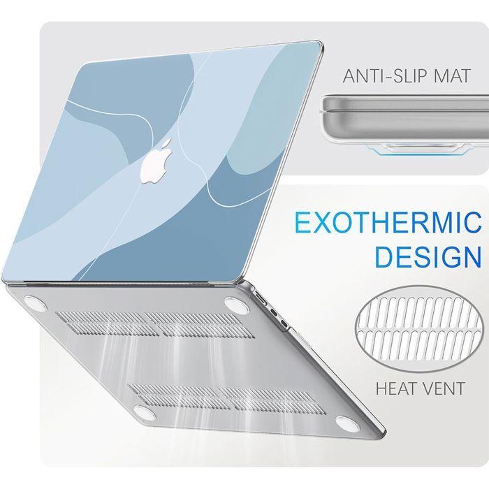 Coque de protection pour MacBook Air 13" - BOOLING - M4 M3 M2 - Antidérapante - Motif Fluide Bleu - PC Rigide