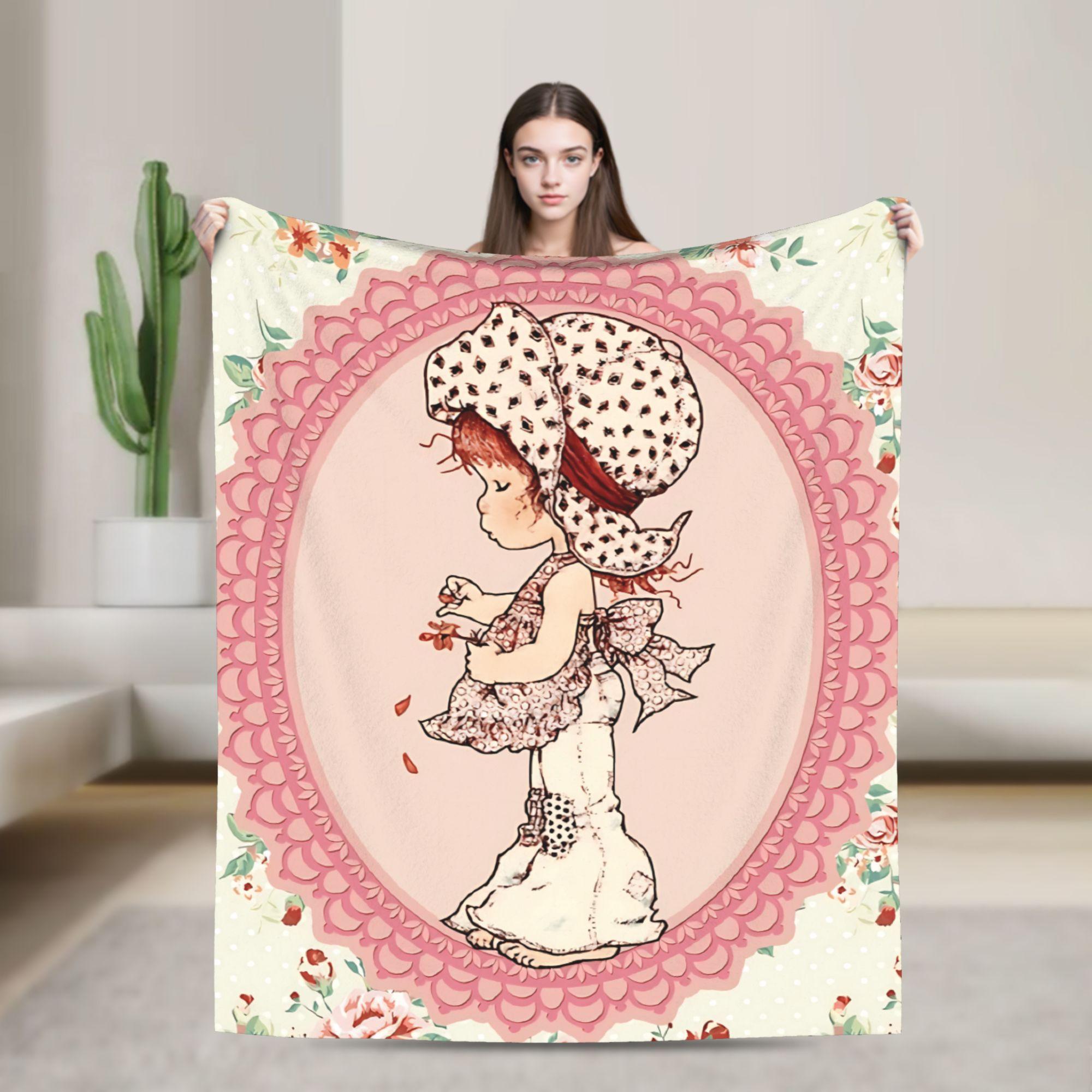 Girl Sarah Kay with Flower Blanket Quality Super Warm Throw Blanket Spring Decorative Bedroom Aesthetic Bedspread 75X95CM