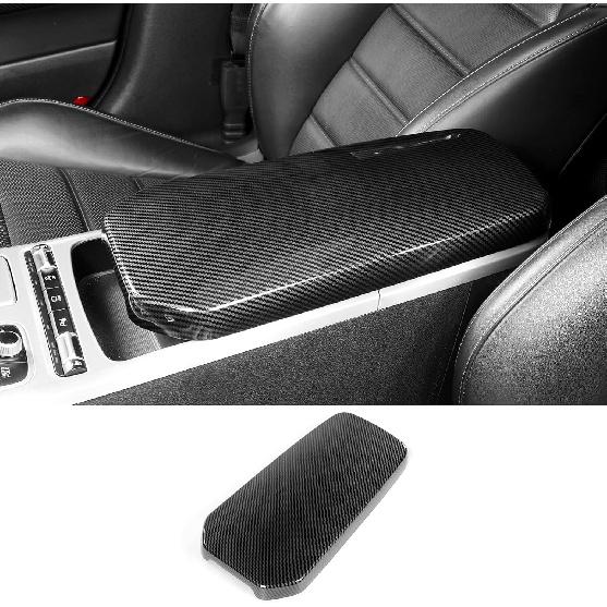 Carbon Fiber Style ABS Car Central Console Armrest Cover Armrest Cushion Cover Center Console Box Pad Compatible with Kia Stinger 2017-2024 Carbon Fiber Black ABS Ce