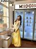 Romantic French V-Neck Vest Dress for Women, Trendy Thai Hainan Sanya Beach Summer Vacation Style Maxi Dress