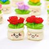 2 Pcs Miniature Dollhouse Flowers Mini Resin Potted Plant Figurine Tiny