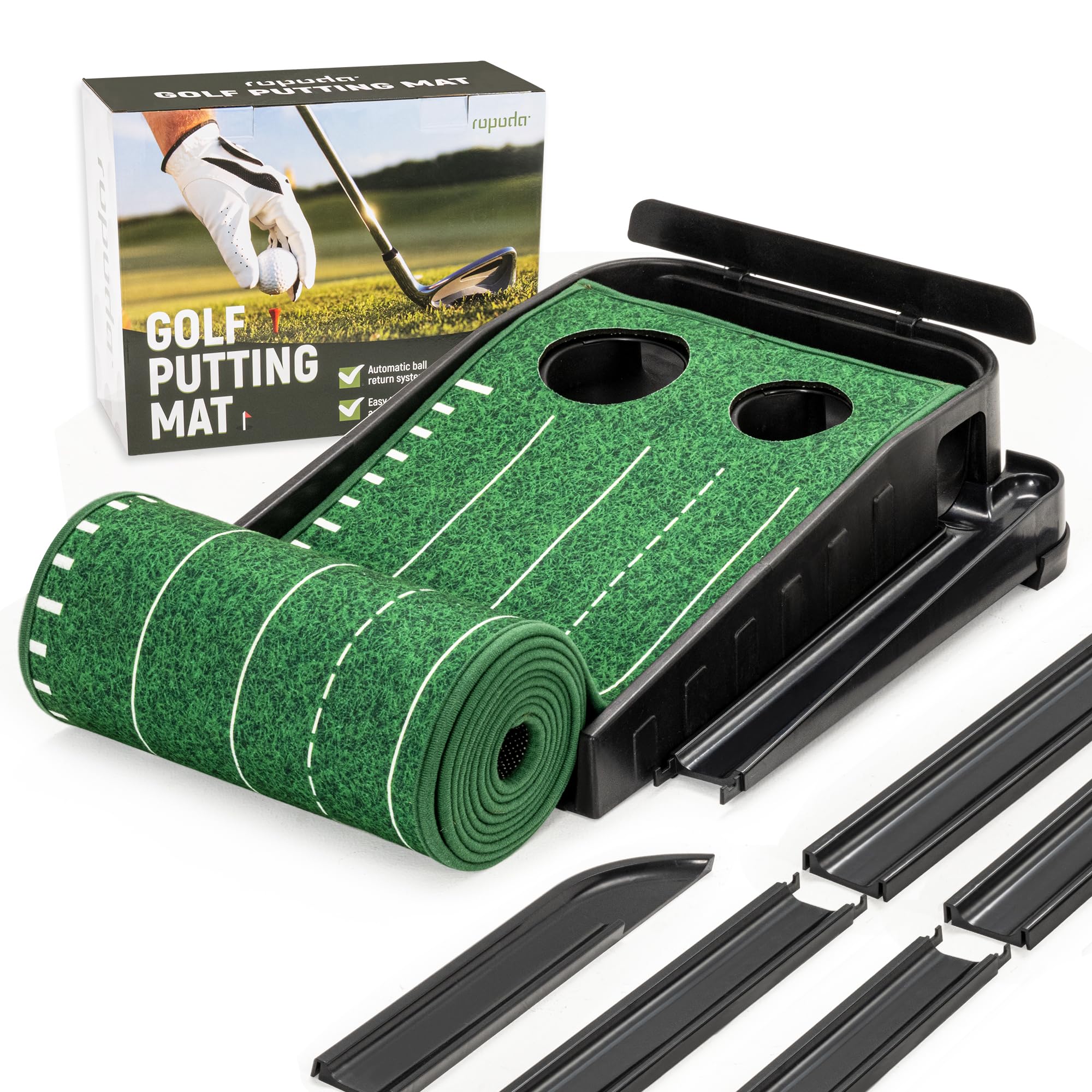 

Коврик для гольф-паттера Ropoda с функцией автоматического возврата, коврик для практики паттинга, 3 м, для помещений, для улицы, тихий, коврик для подхода, гольф, коврик для паттера, паттер,
