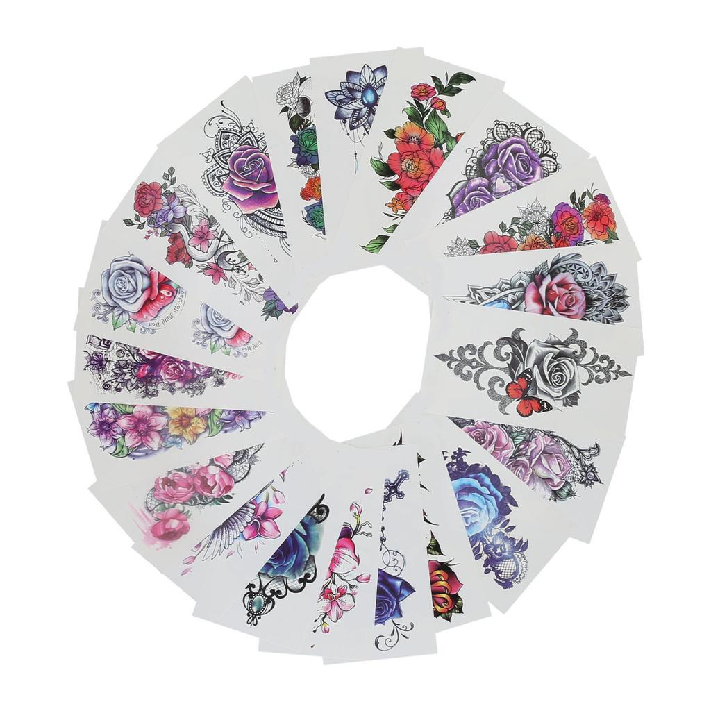 20pcs Temporary Tattoos Stickers Waterproof Long Lasting Flower Fake Tattoo for Women