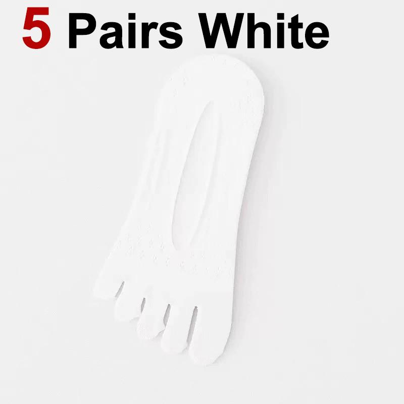1/5 Pairs Women Split Finger Invisible Socks Fashionable Design Summer Style Mesh Sweat Absorbing Breathable Five Toe Socks