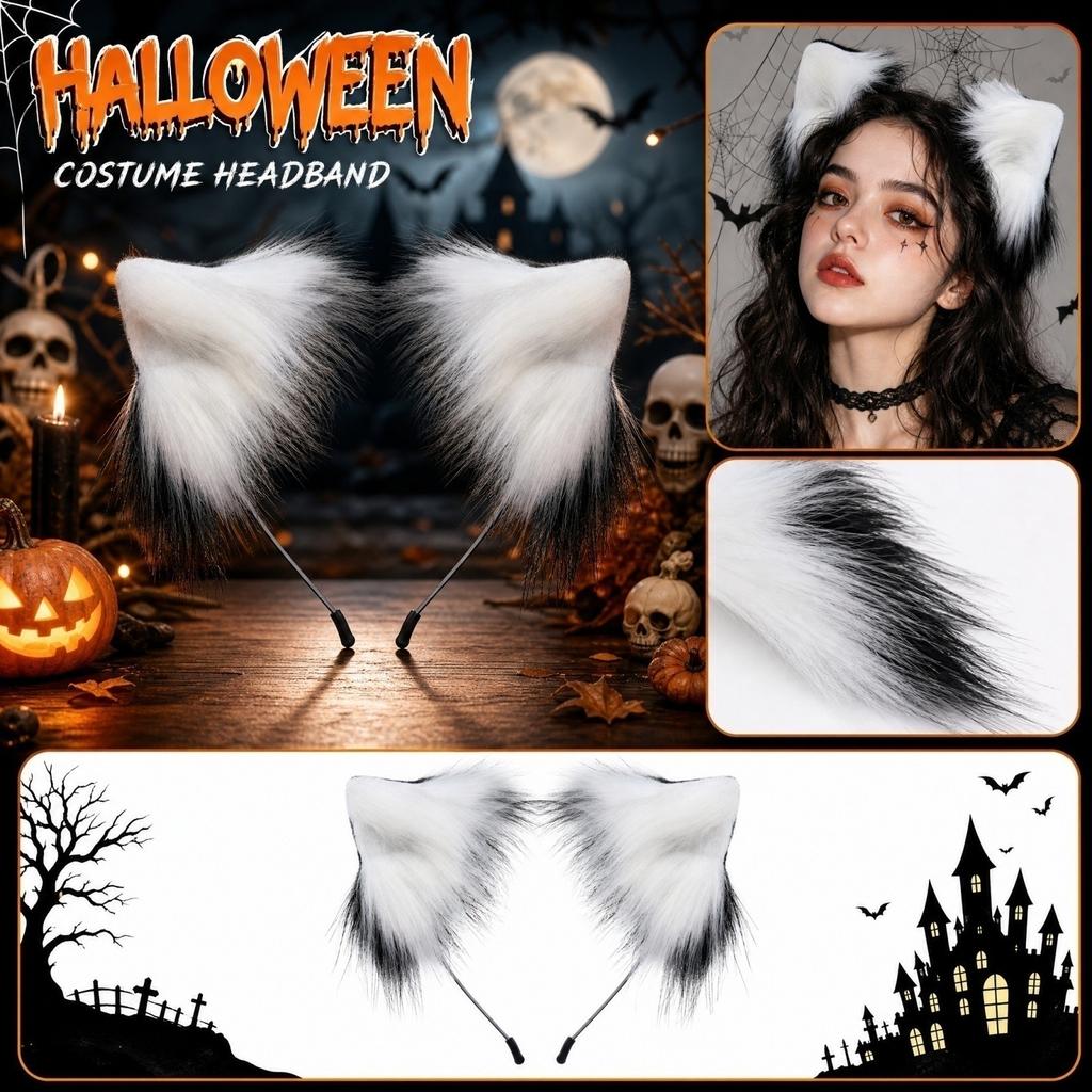 Plush Animal Ear Headband for Halloween Costume Party