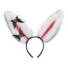 Handmade Red Bunny Ear Headband Cosplay Plush Animal Ears Hair Accessory Dark Gothic Style Unisex