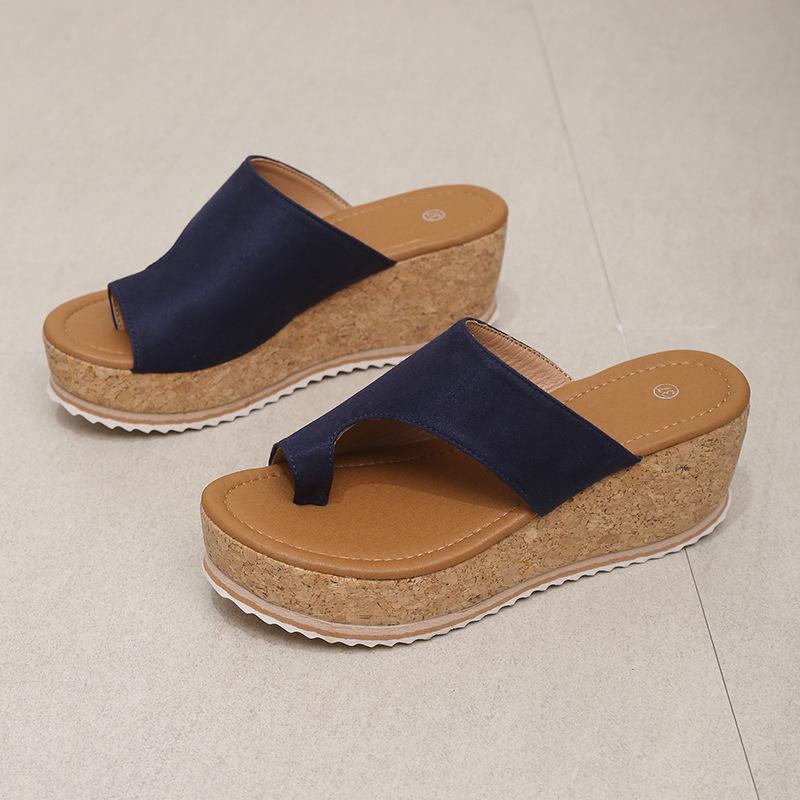 Large size wedge slippers women's 2025 new fashion cover toe comfortable platform foreign trade European and American Roman fish mouth shoes