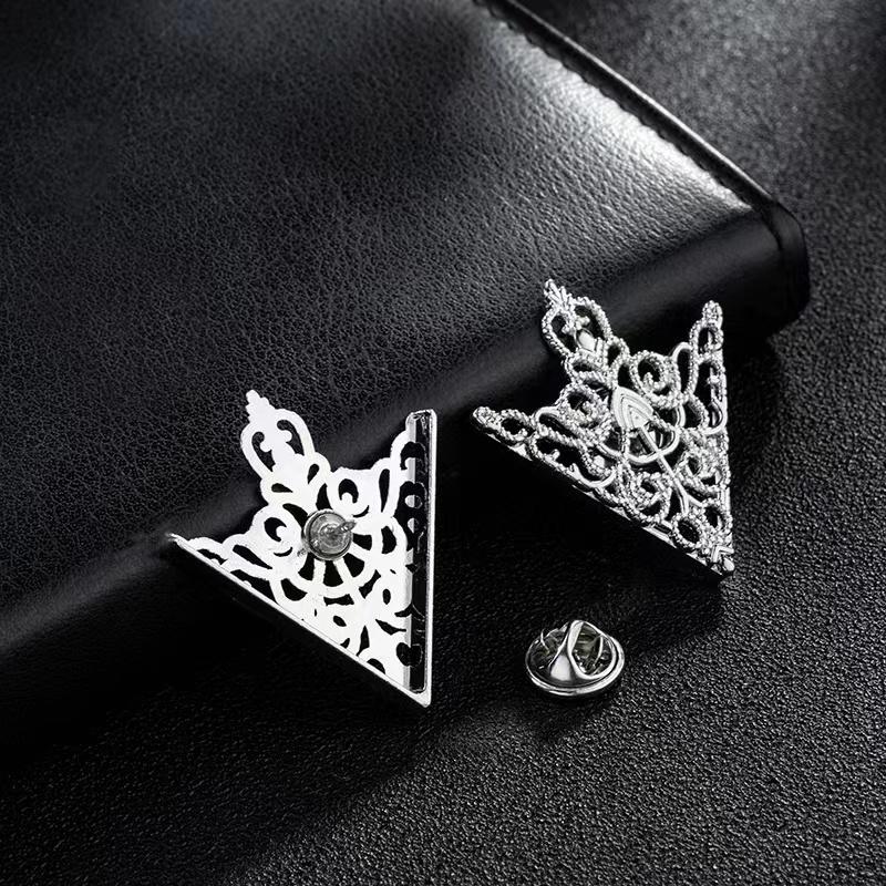 Retro Flower Lapel Pin & Metal Collar Tips Brooch for Men's and Women's Shirts - Simple, Elegant, and Literary Accessory