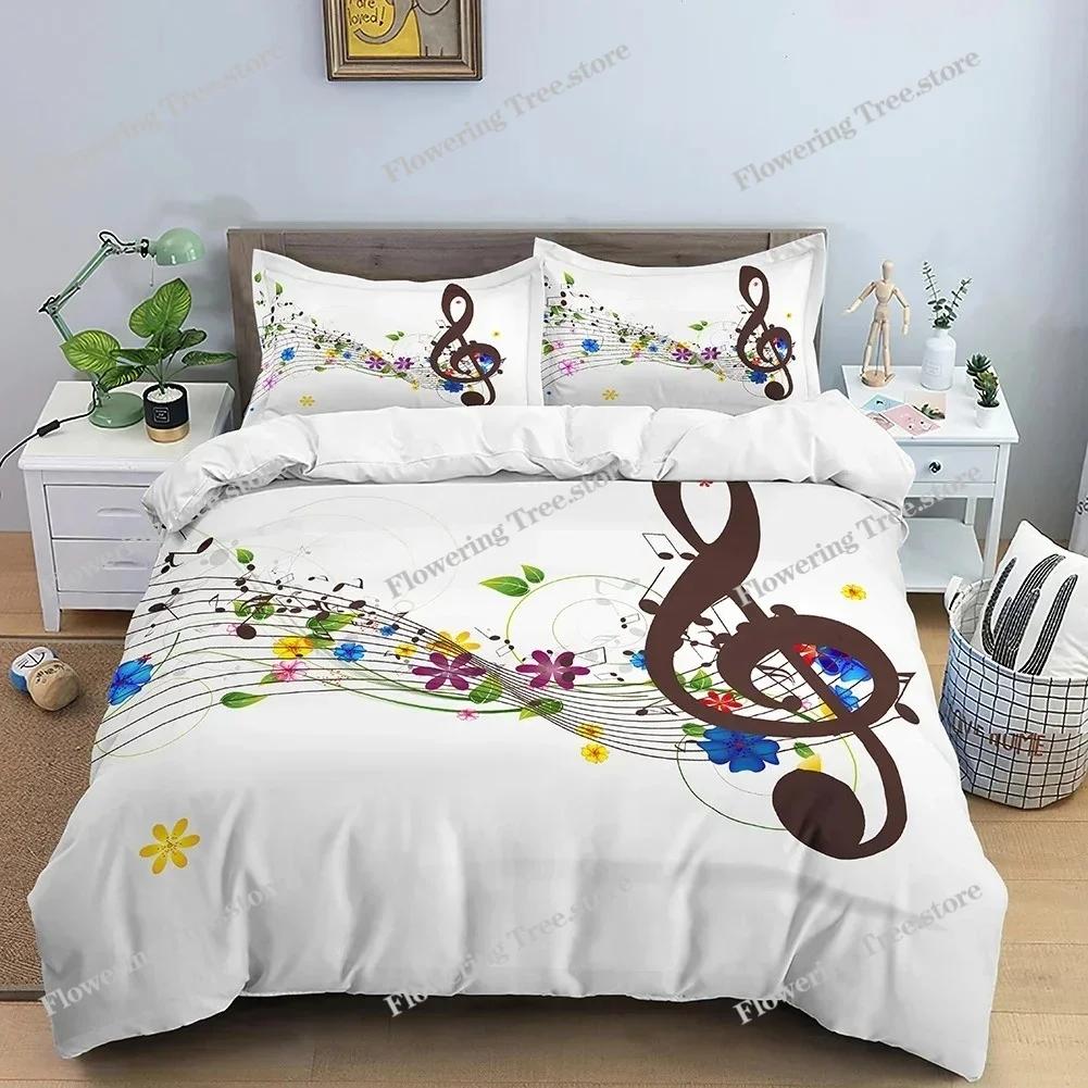 Music Bedding Set Rose Violin Printed Duvet Cover Set Twin King Queen Comforter Covers With Pillowcase Quilt Cover Home Textile
