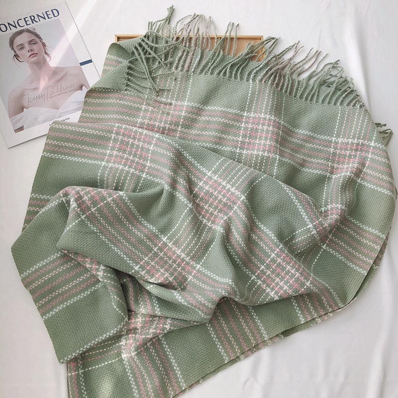 Imitation Cashmere Checkerboard Plaid Scarf for Men and Women European American Korean and Japanese Style Thickened Warm Tassel Shawl Scarf