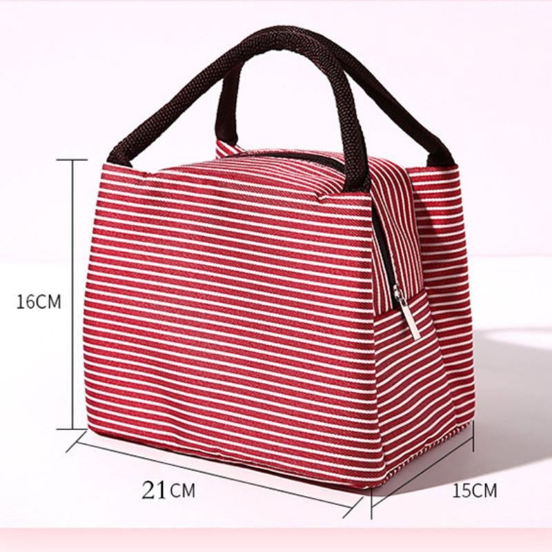 Hot Sale Stripe Women's Kids Lunch Bag Water-Resistant Insulated Picnic Food Storage Container Thermal Handbag Cooler Bag Practical Use