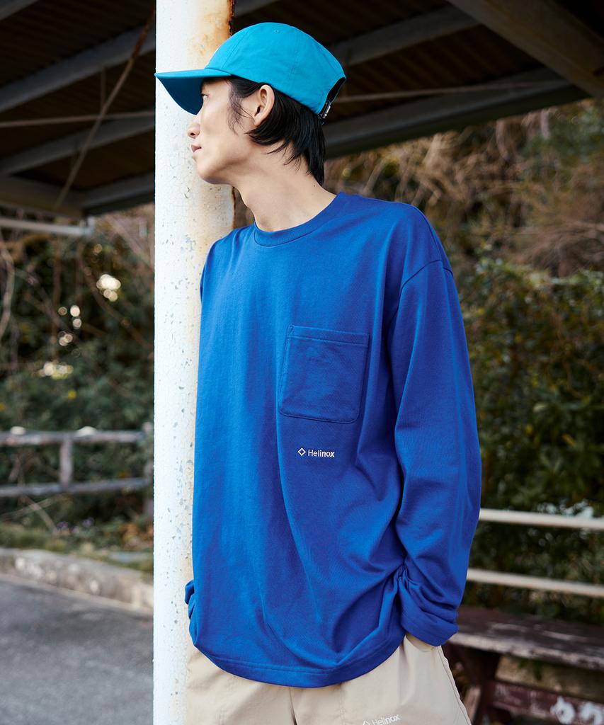Hellinogseuweeo Pocket Long Sleeve T-Shirt_Blue
