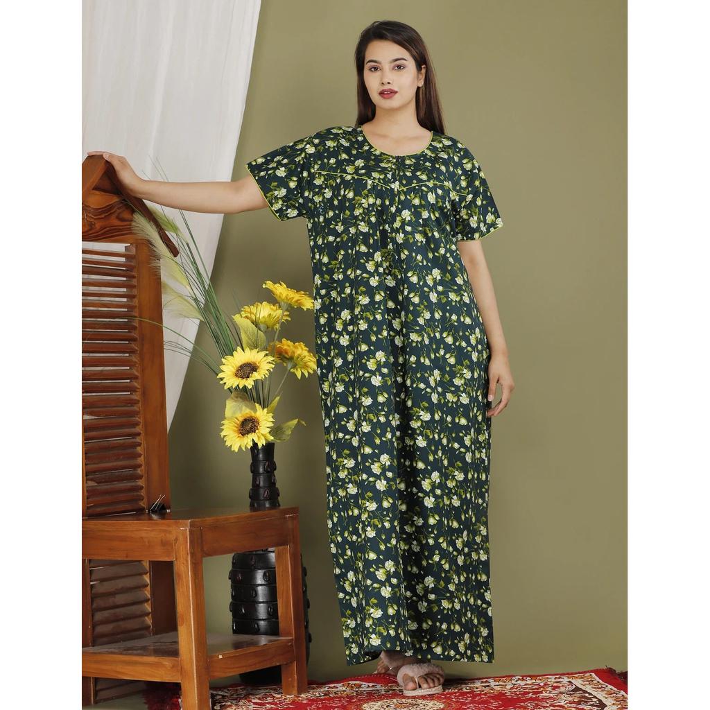 Floral Printed Beautiful Women Sleepwear Nighty Indian Nightwear Maxi Gown Dress