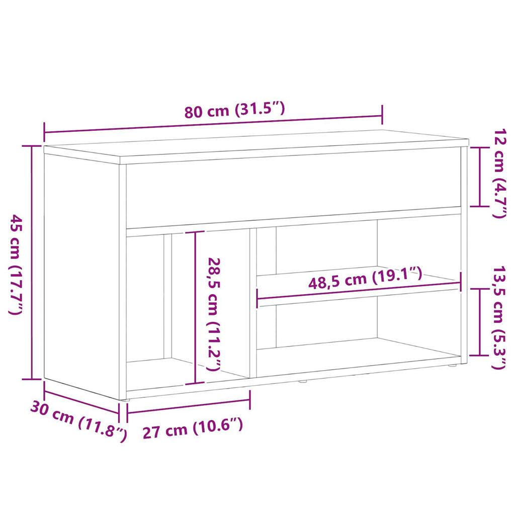Entryway Shoe Bench, Open-type Shoe Storage Changing Bench, Black, 60 X 30 X 45 Cm