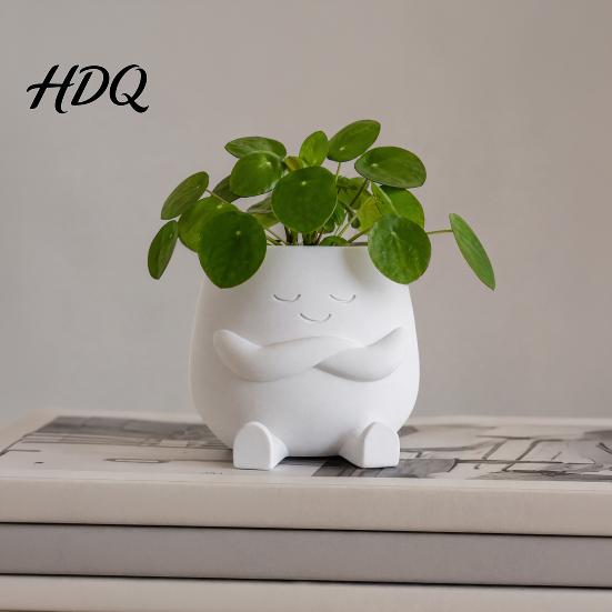 PLA Flowerpot 3D Printed Face Planter Pot Decorative for Indoor Outdoor Cactus