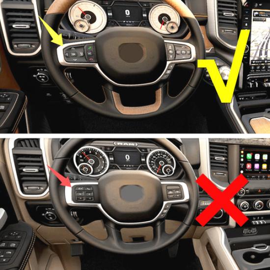 For Dodge Ram 1500 -2025 ABS Chrome Interior Steering Wheel Decorative Trim