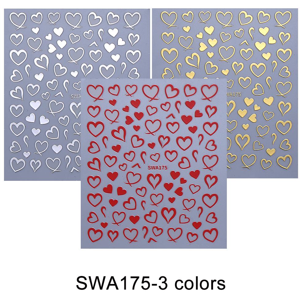 3pcs Valentine's Day Nail Art Stickers 3D Black White Pink Lines Love Nail Decals DIY Adhesive Slider Manicure Decorations