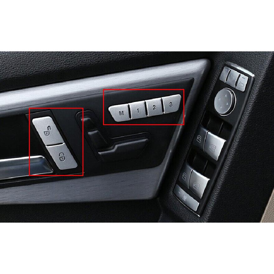 Seat Memory Button Switch Sticker For Mercedes-Benz GLK 2009-15 Silver Aluminum