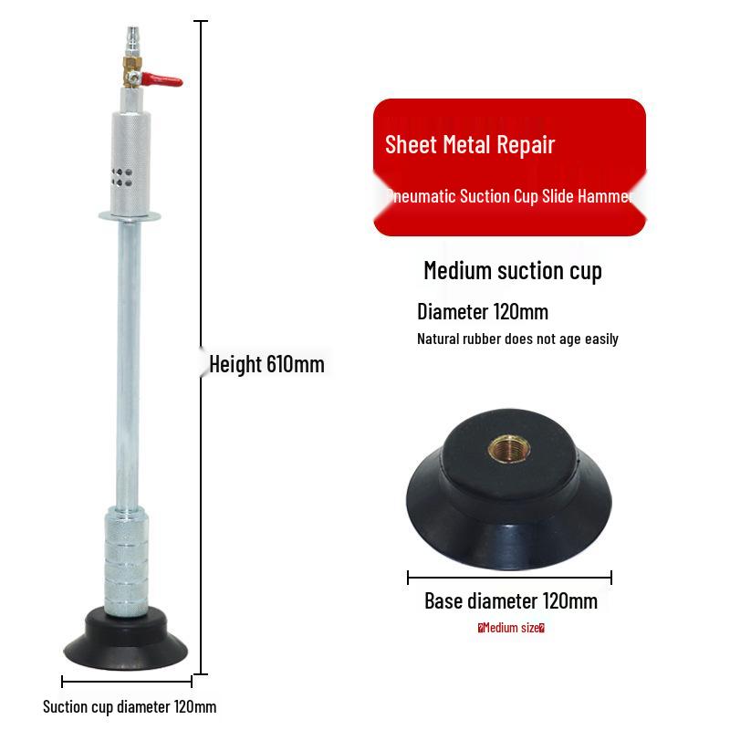 Pneumatisches Dellenreparaturwerkzeug mit Vakuumsaugnapf und Gleithammer.