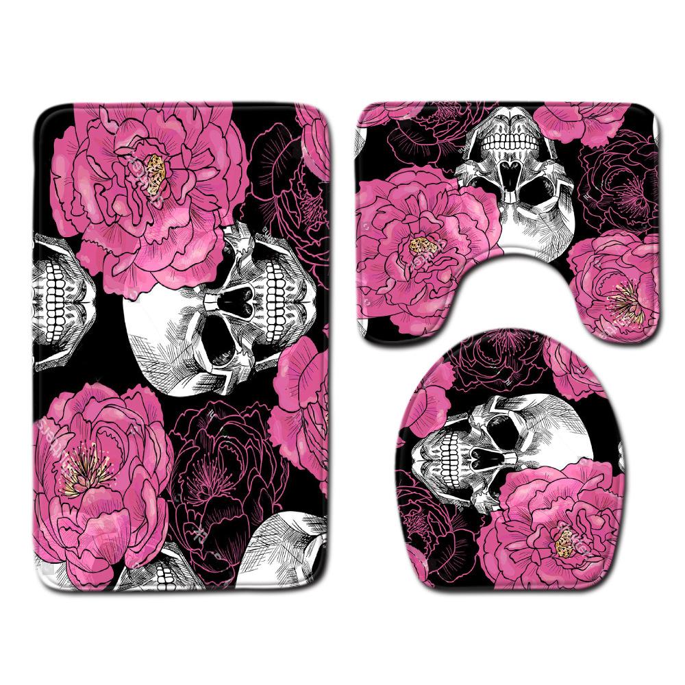 Toilet Three-Piece Floor Mat Bathroom Toilet Carpet Doormat