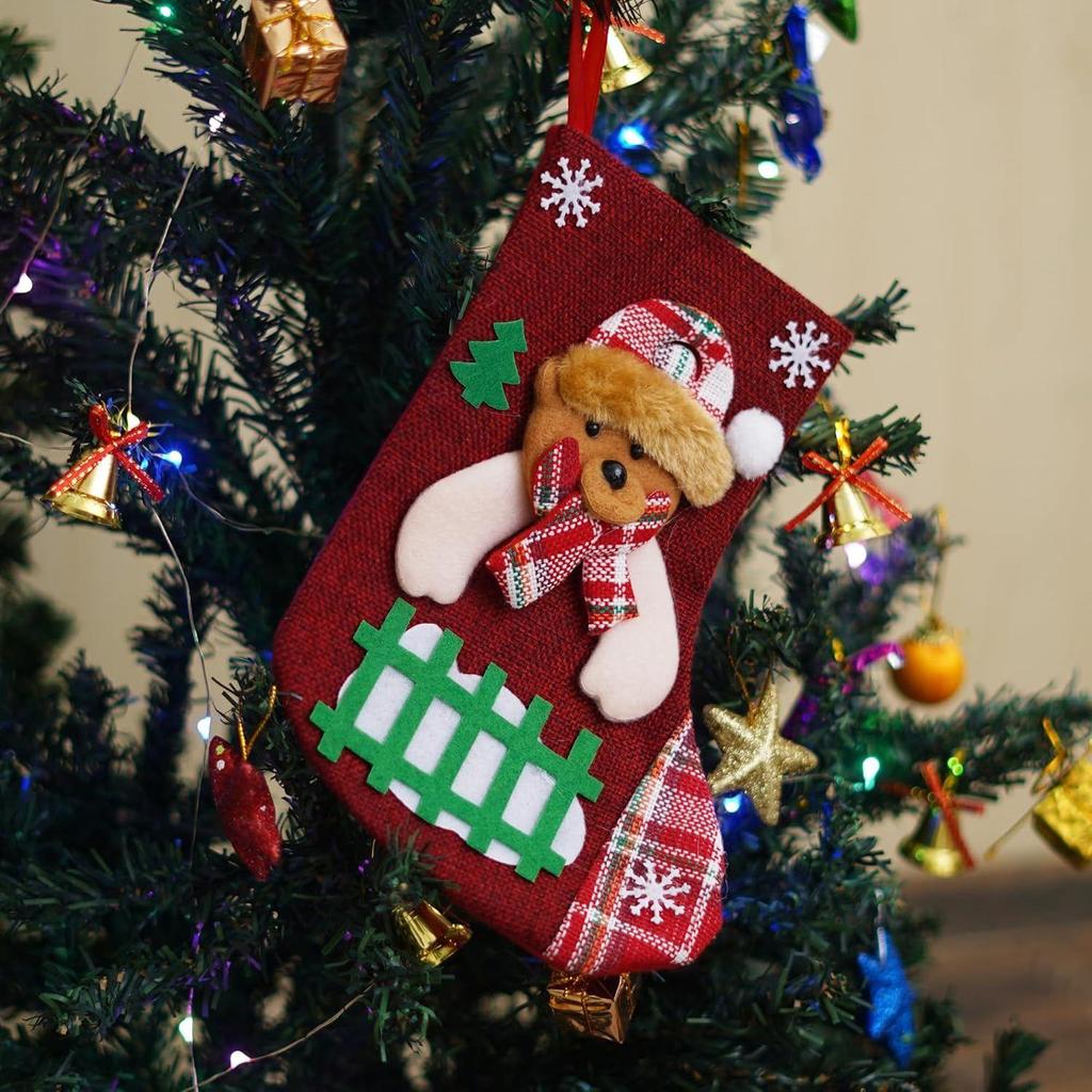 Merry Christmas Stocking Christmas Tree Teddy Bear Snowflake Design Christmas Socks Decoration| Christmas Gift for Children