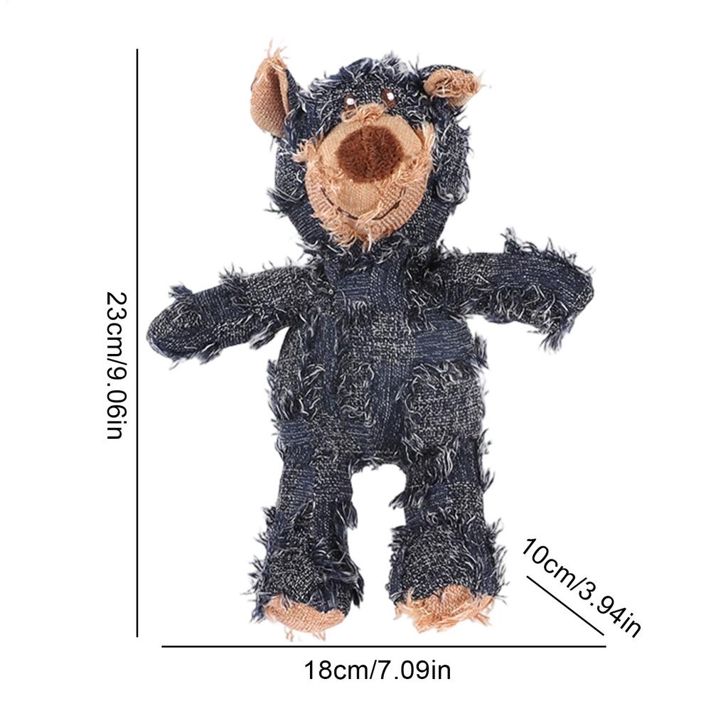 Dog Companion for Chewers Indestructible Bear Toy Resistant Squeaky Dog Toys Heavy Chewers Stuffed Plush Dog Toys for Aggressive