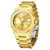 OLEVS Men's Square Business Watch Gold Waterproof Luminous Quartz Date Display