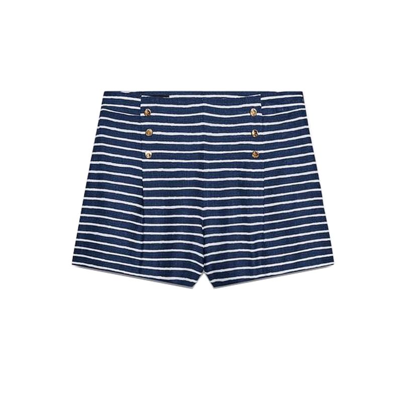Linen Blend Stripes V Neck Short Sleeve Shirt 8084669 Simple and Comfortable Stripes Casual Pants 8100669