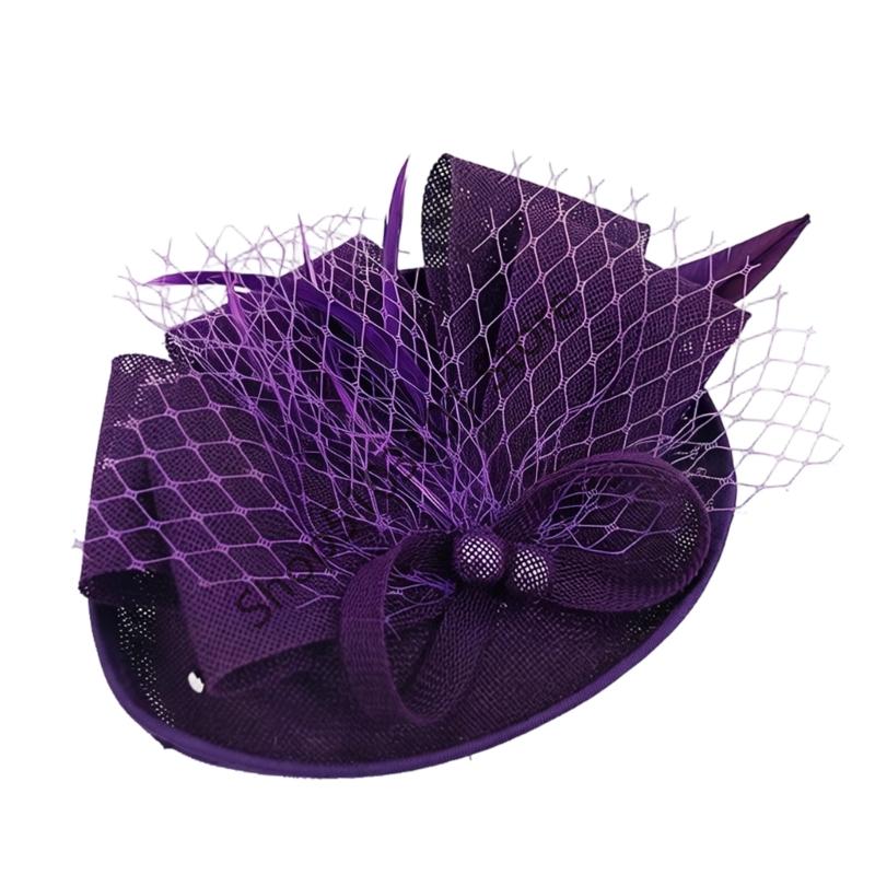 Vintage Exquisite Feathers Fascinator Hat Bowknot Elegant Tea Party Mesh Hair Band Sweet Hair Hoop Bride Headdress Dance Show
