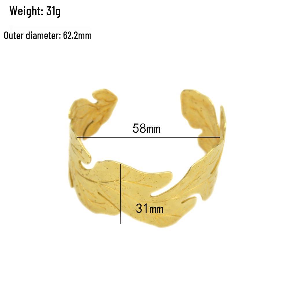 Exquisite Metal Leaf Cuff Bracelet - Luxurious, Wide Open Design