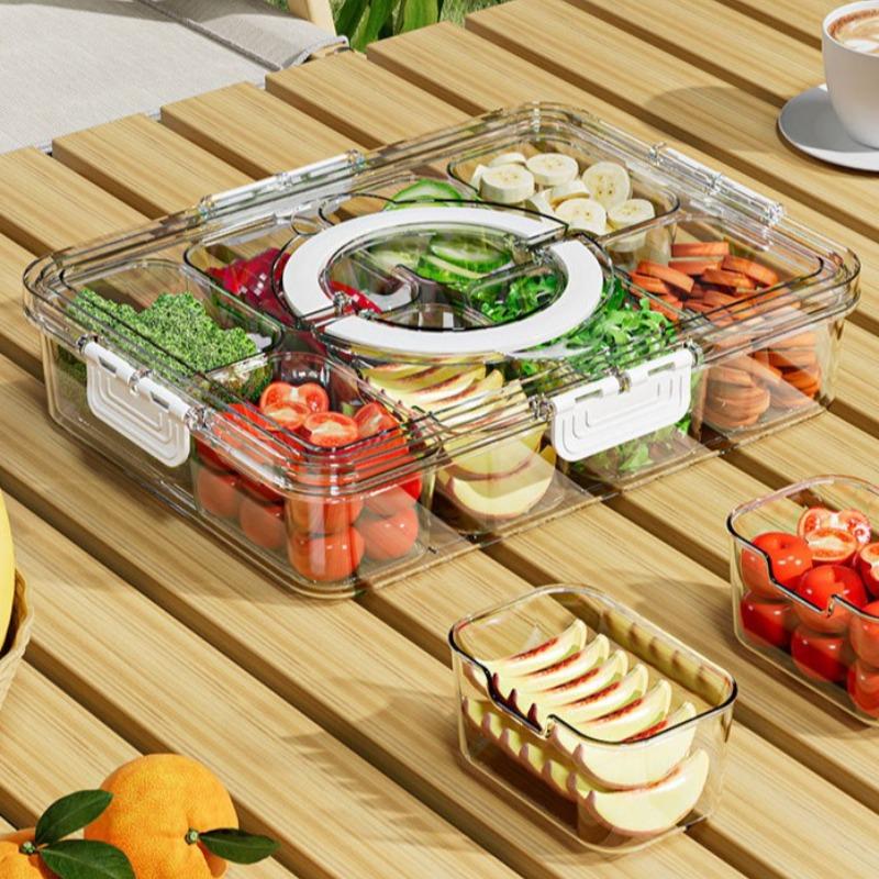 8 Grid Snack Box Fruit Storage Divided Plate with Lid Food Storage Box for Refrigerator Snack Vegetable Fruit Food Snack Box