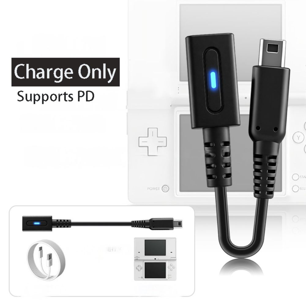 10 Cm PD USB C Cable LED Indicator Convert Cord Charging Adapter PD Charging Game Console Power Wire for NDSi 3DS LL Travel