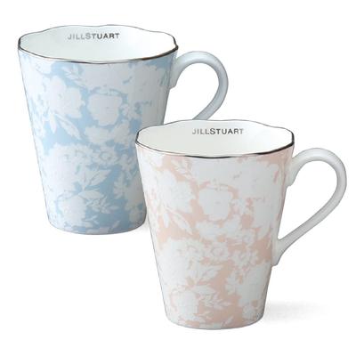 JILL STUART Pair of Stylish and Set of 2 Pink and Wedding Gift Mugs, 300cc, Cute, Designs, Blue, Gift, Boxed, 97129-21974