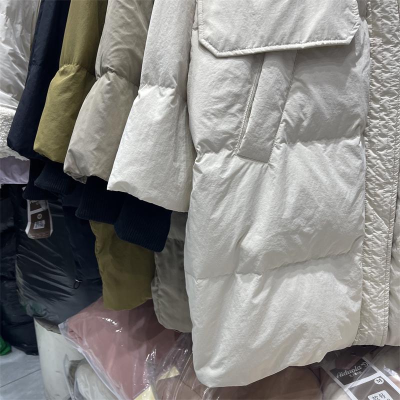 Plus Size Korean Style Loose Winter Slimming Mid-Length Down Jacket with Faux Two-Piece Hoodie