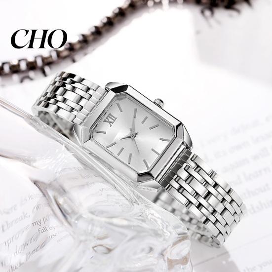 Light Luxury Watch Ladies Style Square Dial Steel Modern Minimalist Strap Embellishment for Office Party Date Night Women Quartz